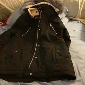 Nautica black winter coat with detachable hood